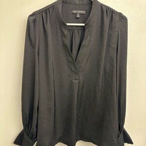 Banana Republic Black Split-Neck Long-Sleeve Blouse. Good condition